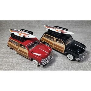 2 - 1949 Ford Woody Wagon Diecast Car 1:38 Scale SS 5737 RonJon Surf Red & Black